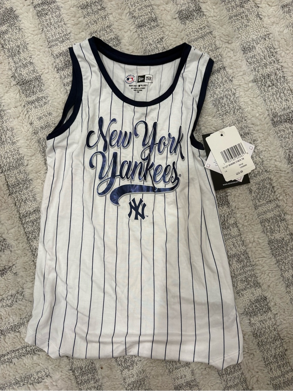 NY Yankees Girls Navy & White Striped Tank size 7/8